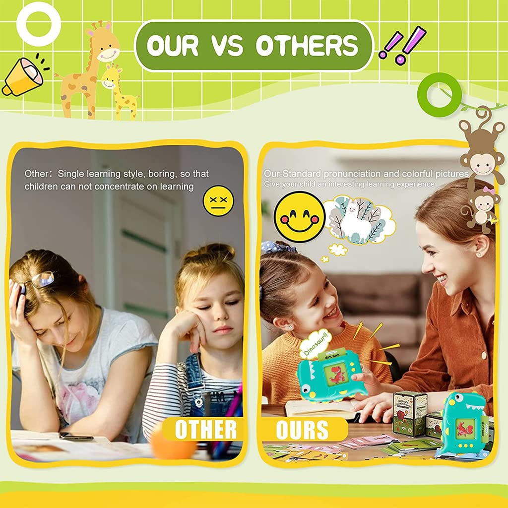 PATPAT Flash Cards for Kids,Educational Toys for Kids,English Words Learning Machine for Kids ,Dinosaur Reading Machine Best Gifts for Preschool Kids Boys Girls Toddlers - Green,140 Flash Cards PATPAT Flash Cards for Kids,Educational Toys for Kids,English Words Learning Machine for Kids ,Dinosaur Reading Machine Best Gifts for Preschool Kids Boys Girls Toddlers - Green,140 Flash Cards
